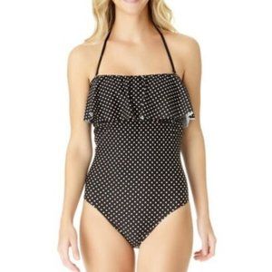 a.n.a Dots One Piece Swimsuit - Black White - S